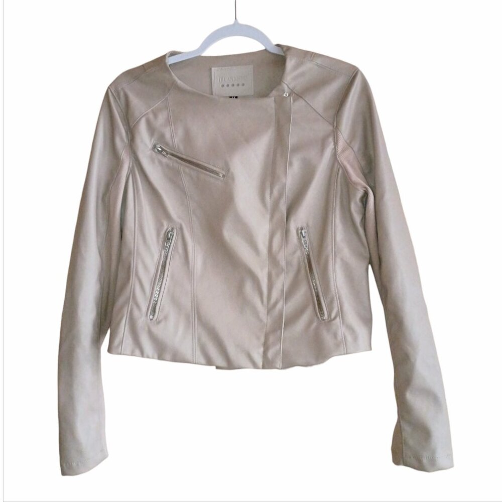 BLANK NYC Jacket Faux Leather Tan Moto Zippers MEDIUM
